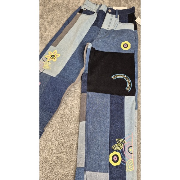 NWT Urban Outfitters BDG Patchwork High Rise Baggy Jeans Women 26x31 Boho Hippie - Picture 5 of 13